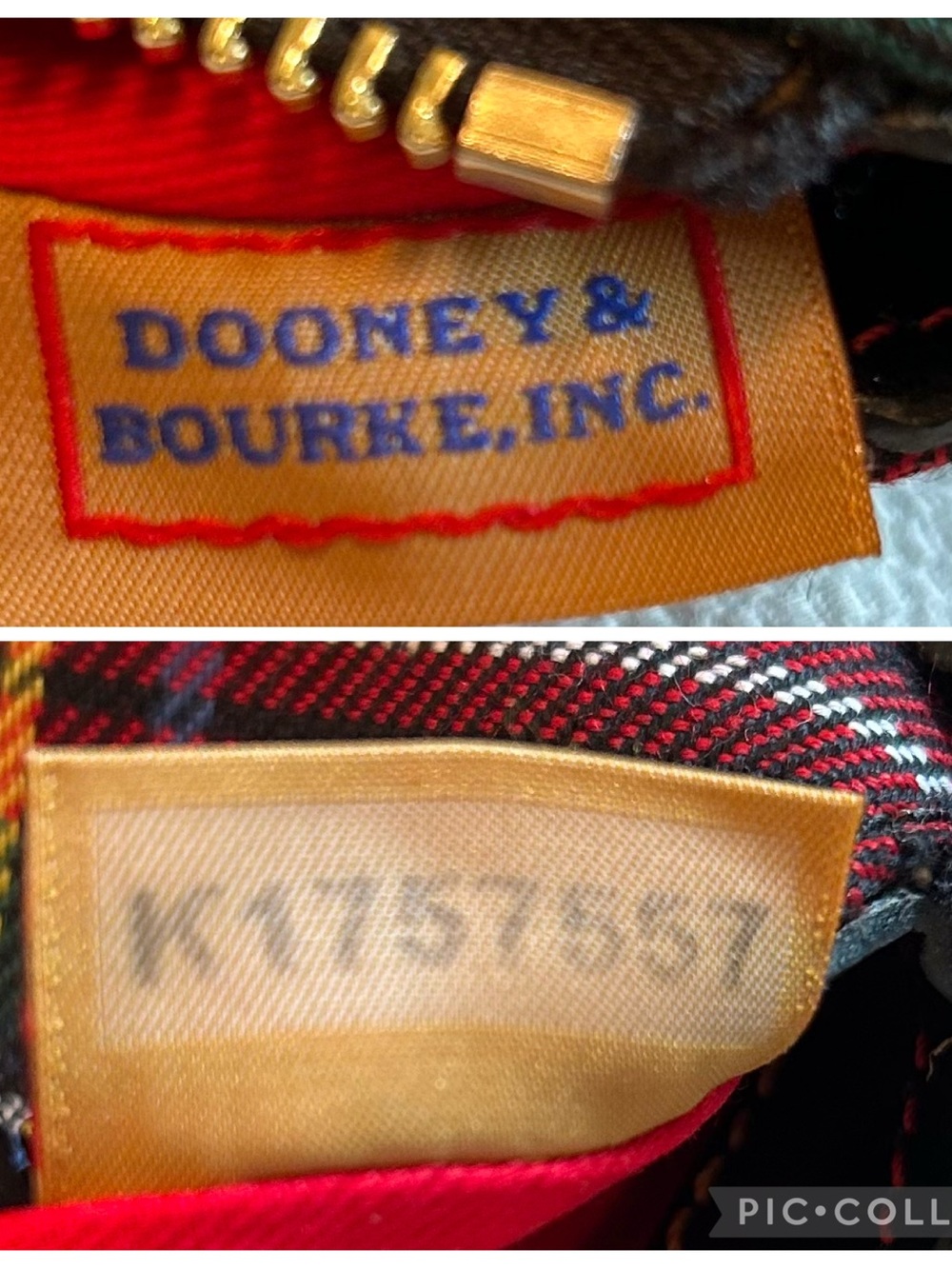 Dooney & Bourke Shoulder Bag in Plaid Fabric and Black Leather Accents - Picture 9 of 10
